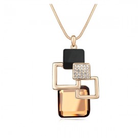 Gold Plated Cube Station Boutique Chain Light Coffee Crystal